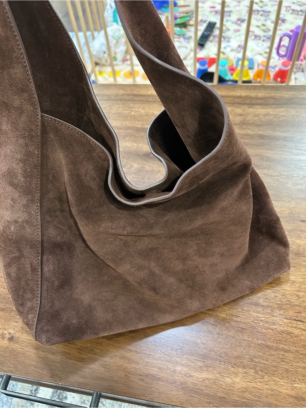 Quince Chocolate Brown Suede Tote - Picture 4 of 10